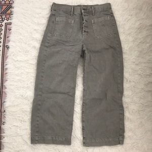 denim wide leg high waisted button up pants